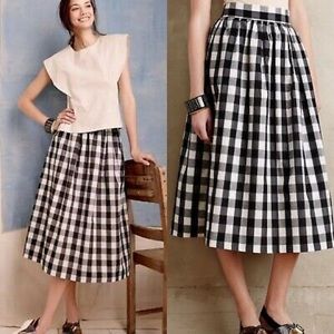 Anthropologie Kolonaki Buffalo Plaid Black Gingham Skirt